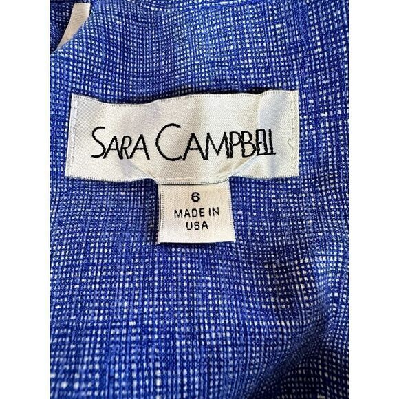 SARA CAMPBELL Women's Textured Fabric Sleeveless Sheath Dress Blue/White Size 6 - Picture 2 of 9